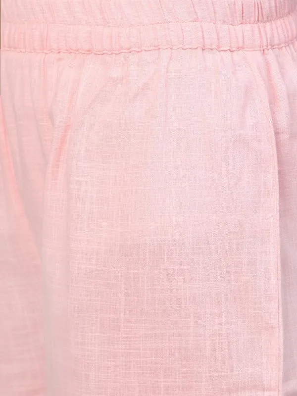 Baby Pink Solid Kurta With Palazzo Pants