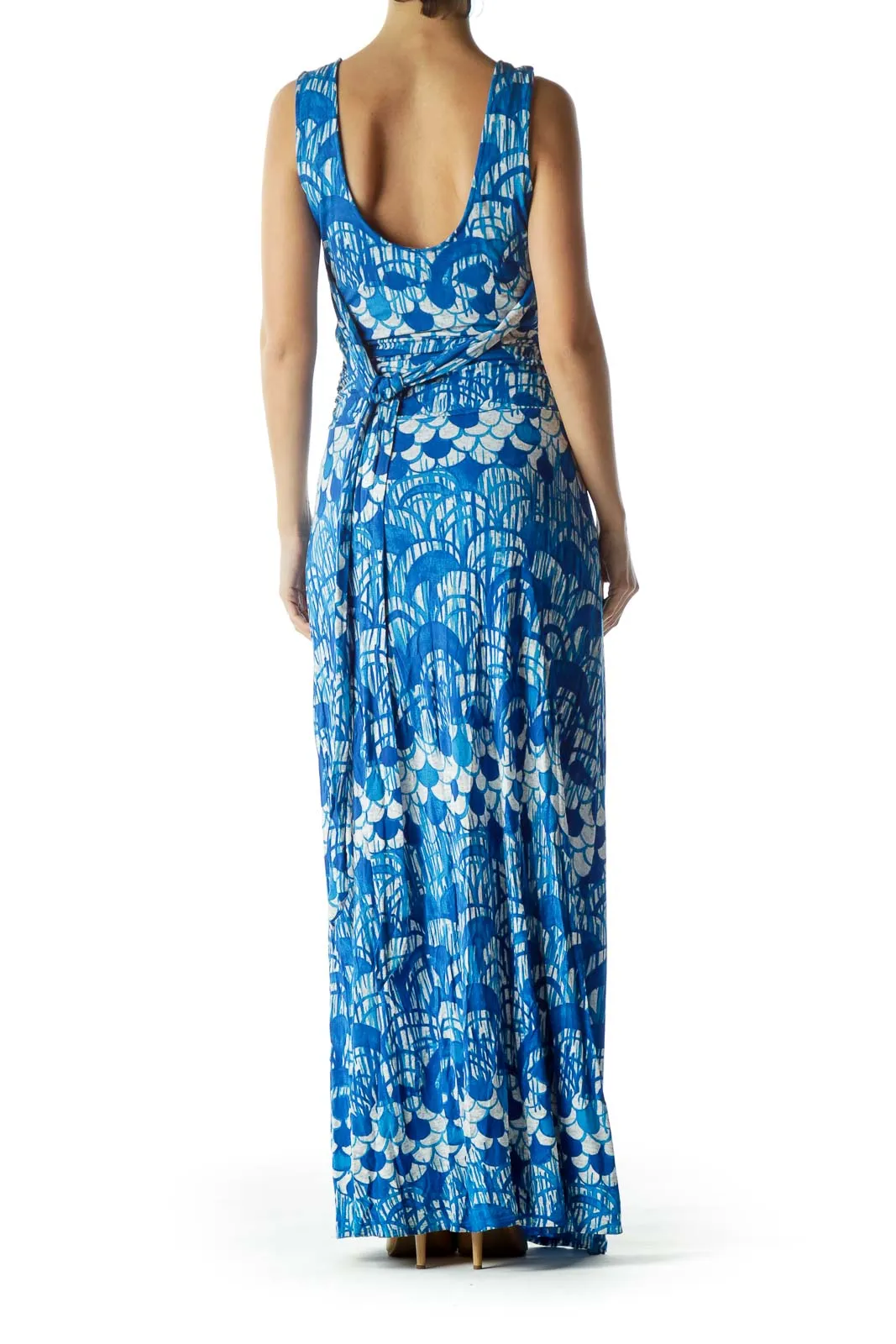 Blue Floral Print Maxi Dress