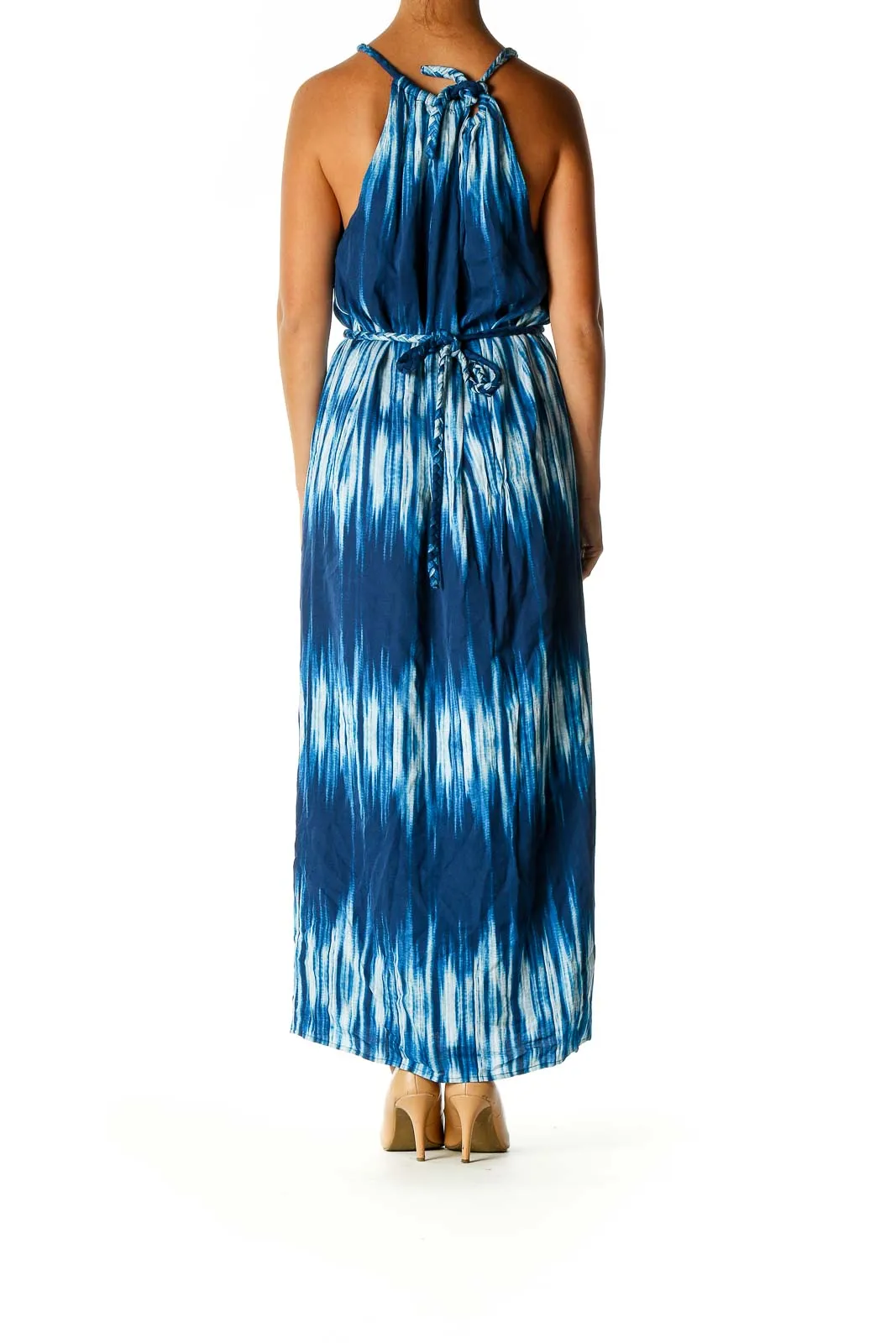 Blue Graphic Print Day Column Dress