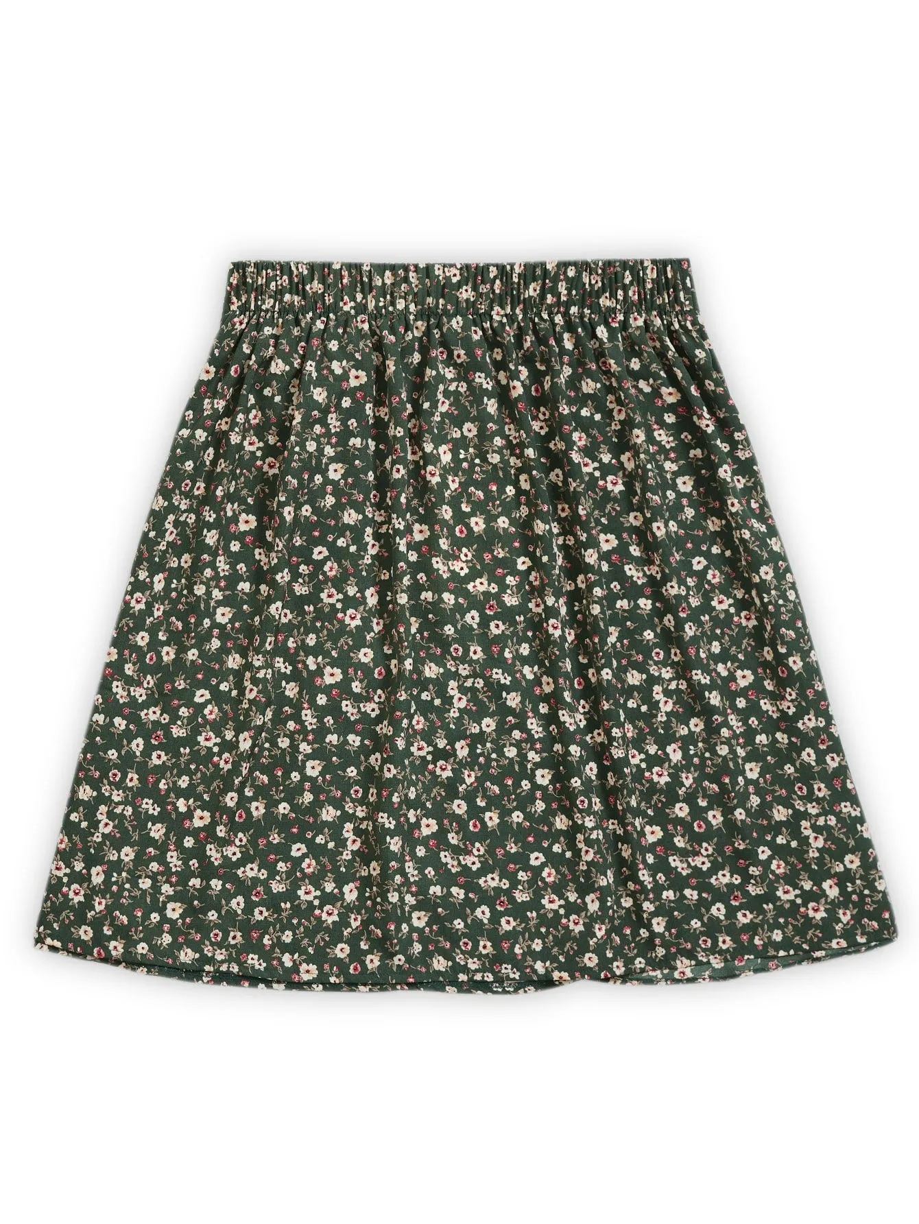 Boho Ditsy Floral Ruffle Hem Natural Short Women Skirt