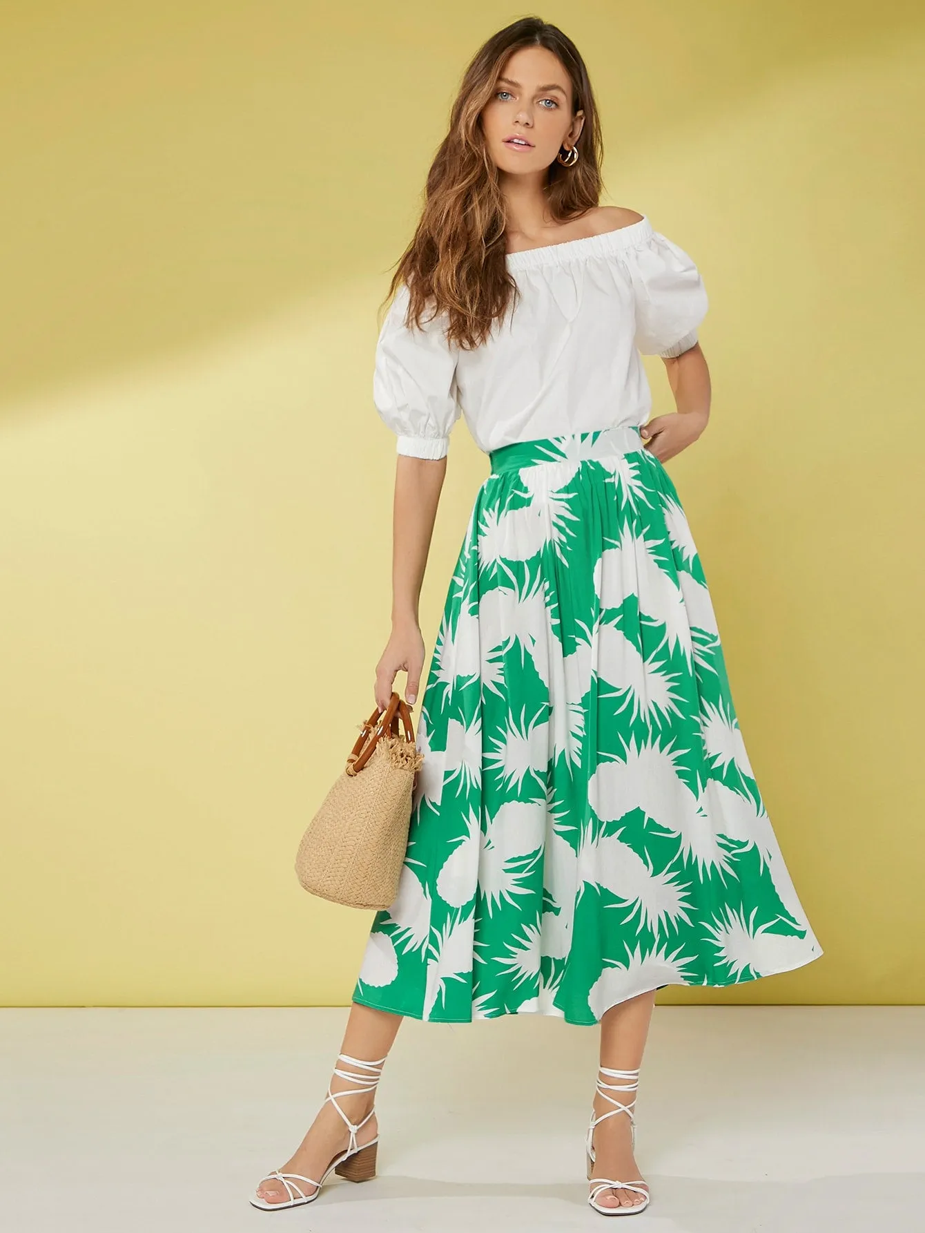 Boho Fruit&Vegetable High Waist Long Women Skirt