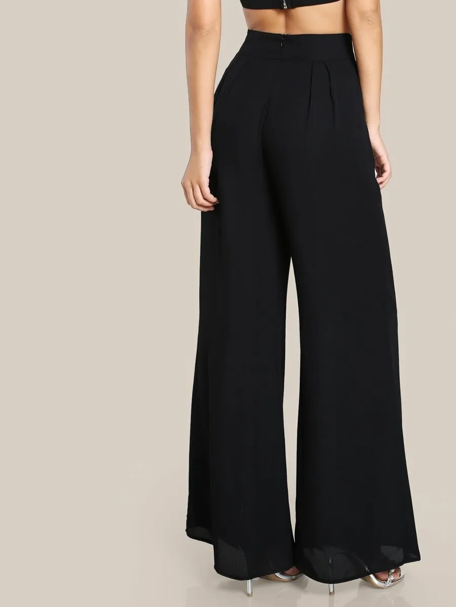 Box Pleated Palazzo Pants