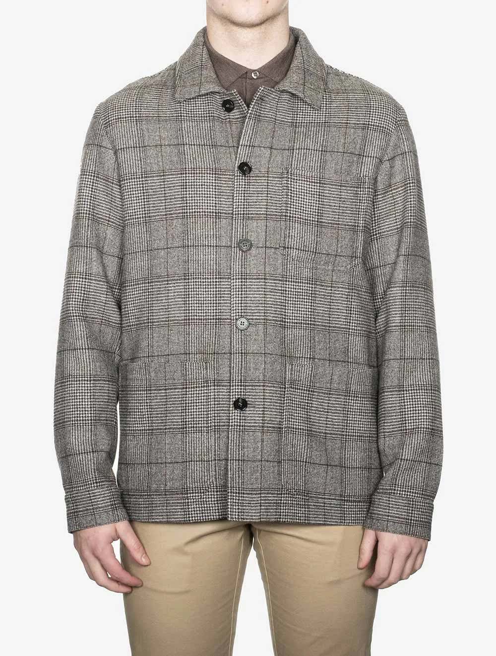 Check Chore Jacket Taupe Grey