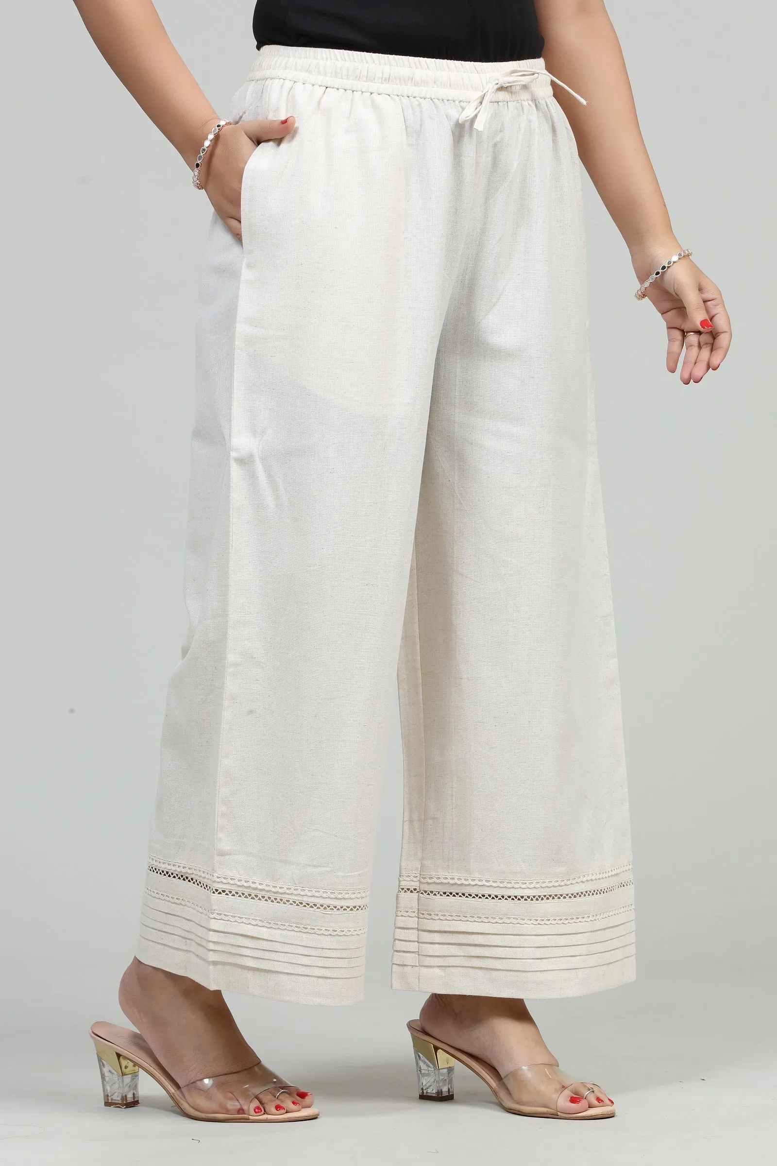 Cream Cotton Flax Palazzo