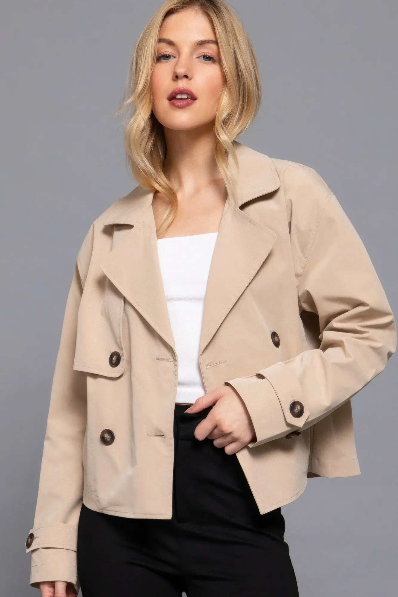 Double Breasted Short Trench Jacket