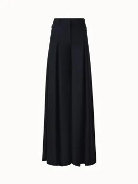 Extra Wide Palazzo Pants in Wool Gabardine