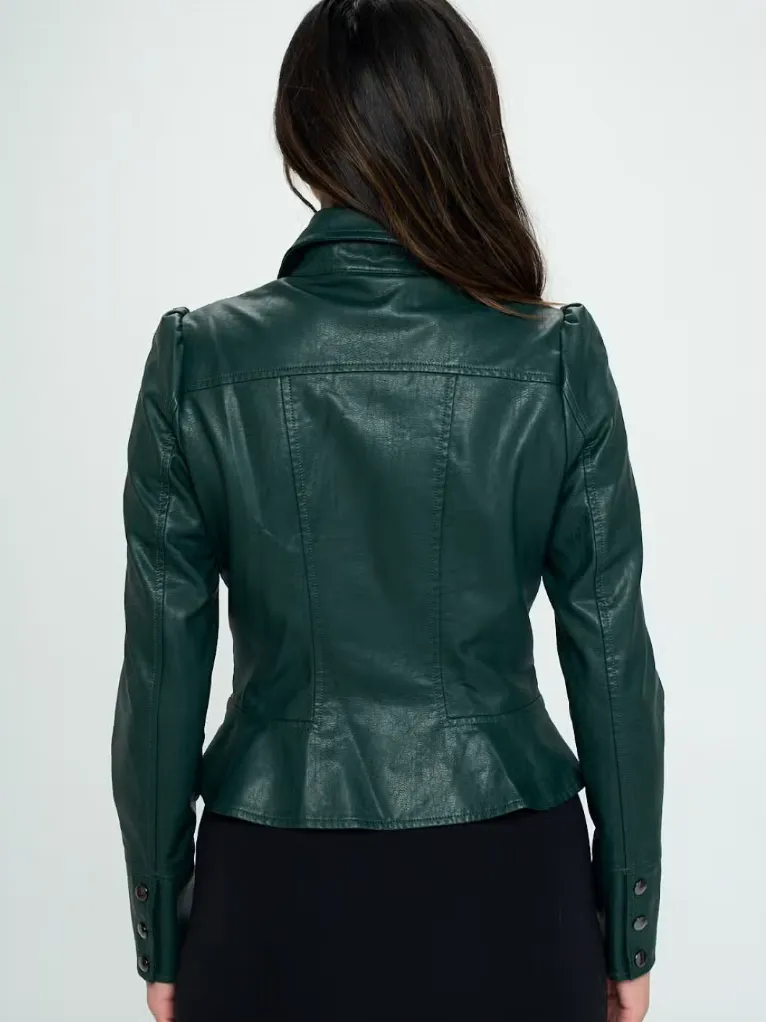 Faux Leather Zip Up Jacket