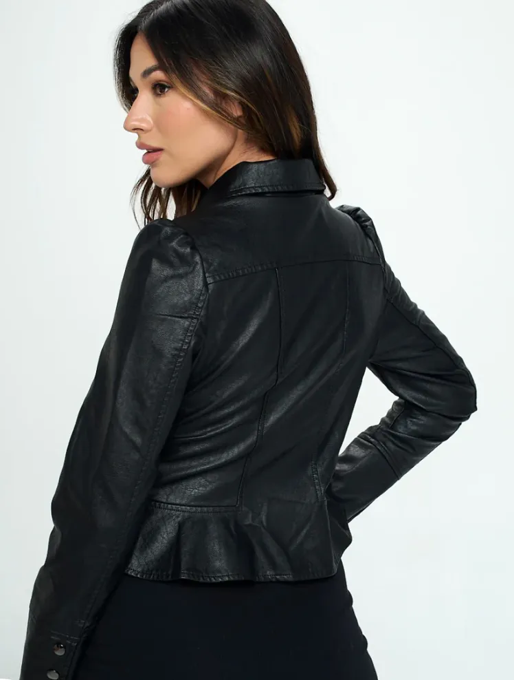 Faux Leather Zip Up Jacket