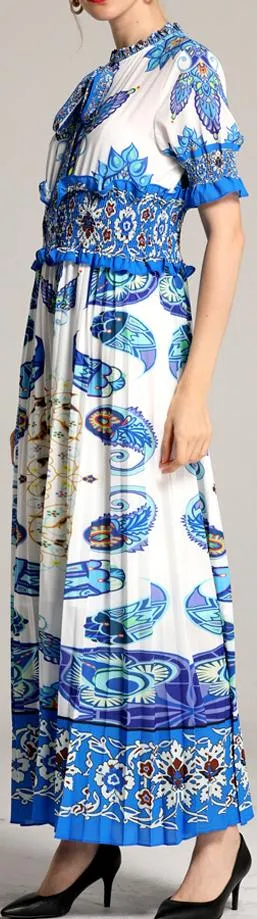 Flocked Printed Maxi Dress