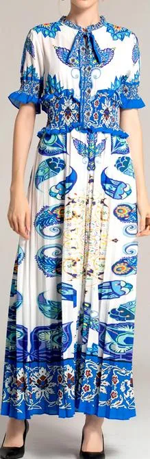 Flocked Printed Maxi Dress