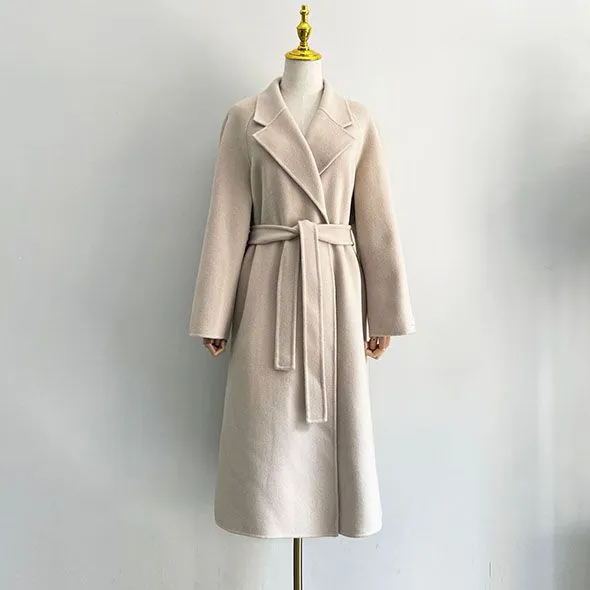 Free Shipping Camel Cashmere long Wool Trench Coat Womens