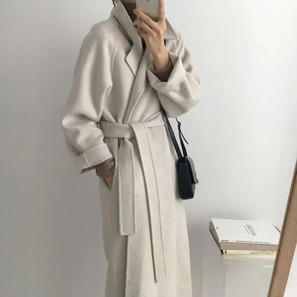 Free Shipping Camel Cashmere long Wool Trench Coat Womens