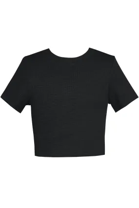 GBY Tween Ribbed Crop Top Black Basic