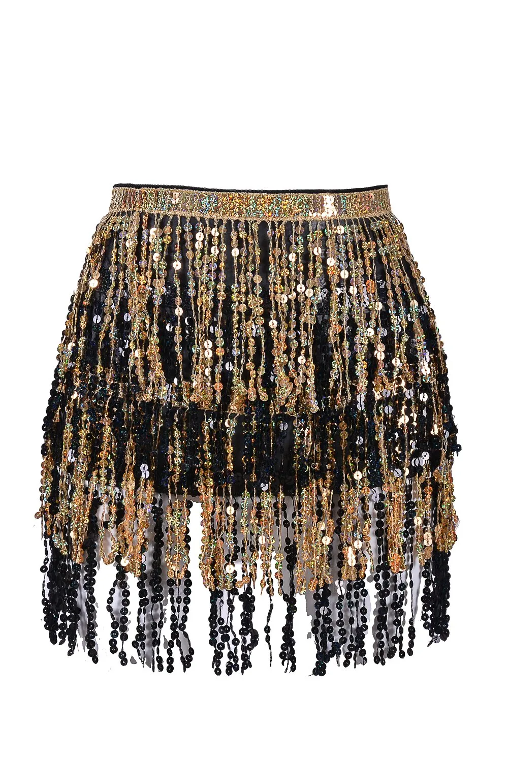 Holographic Sequin Skirt - Gold/Black