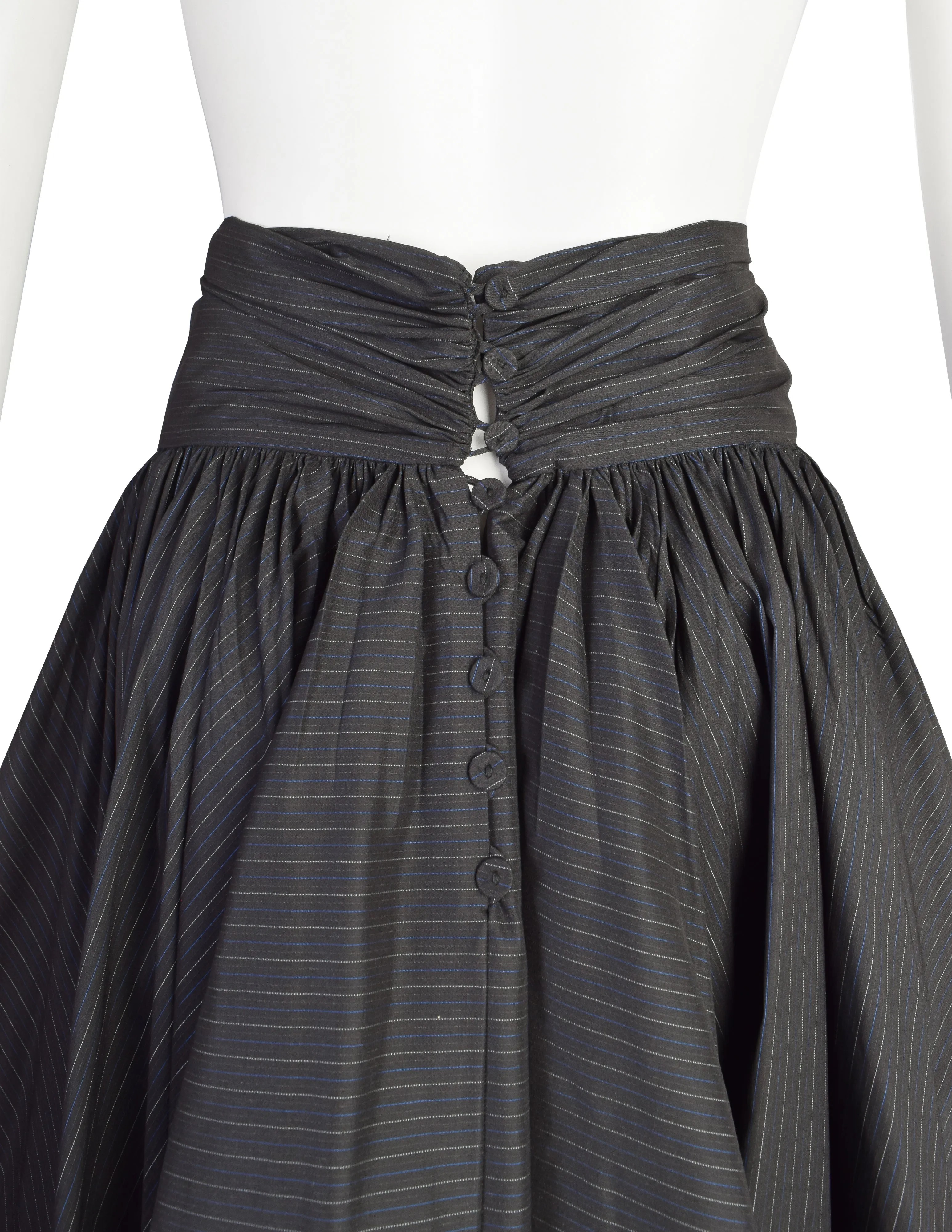 Jean Paul Gaultier Vintage Charcoal Pinstripe High Waist Full Circle Skirt