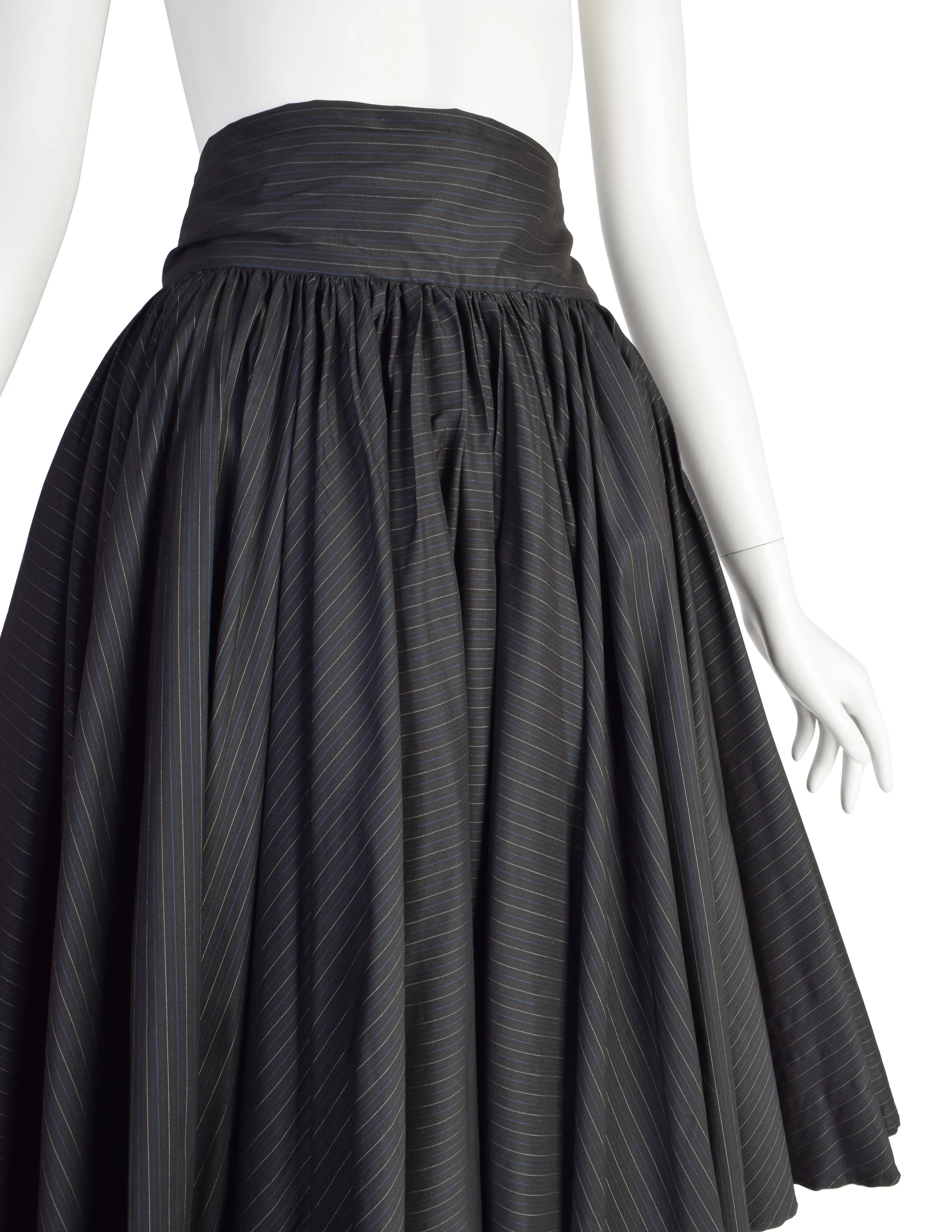 Jean Paul Gaultier Vintage Charcoal Pinstripe High Waist Full Circle Skirt