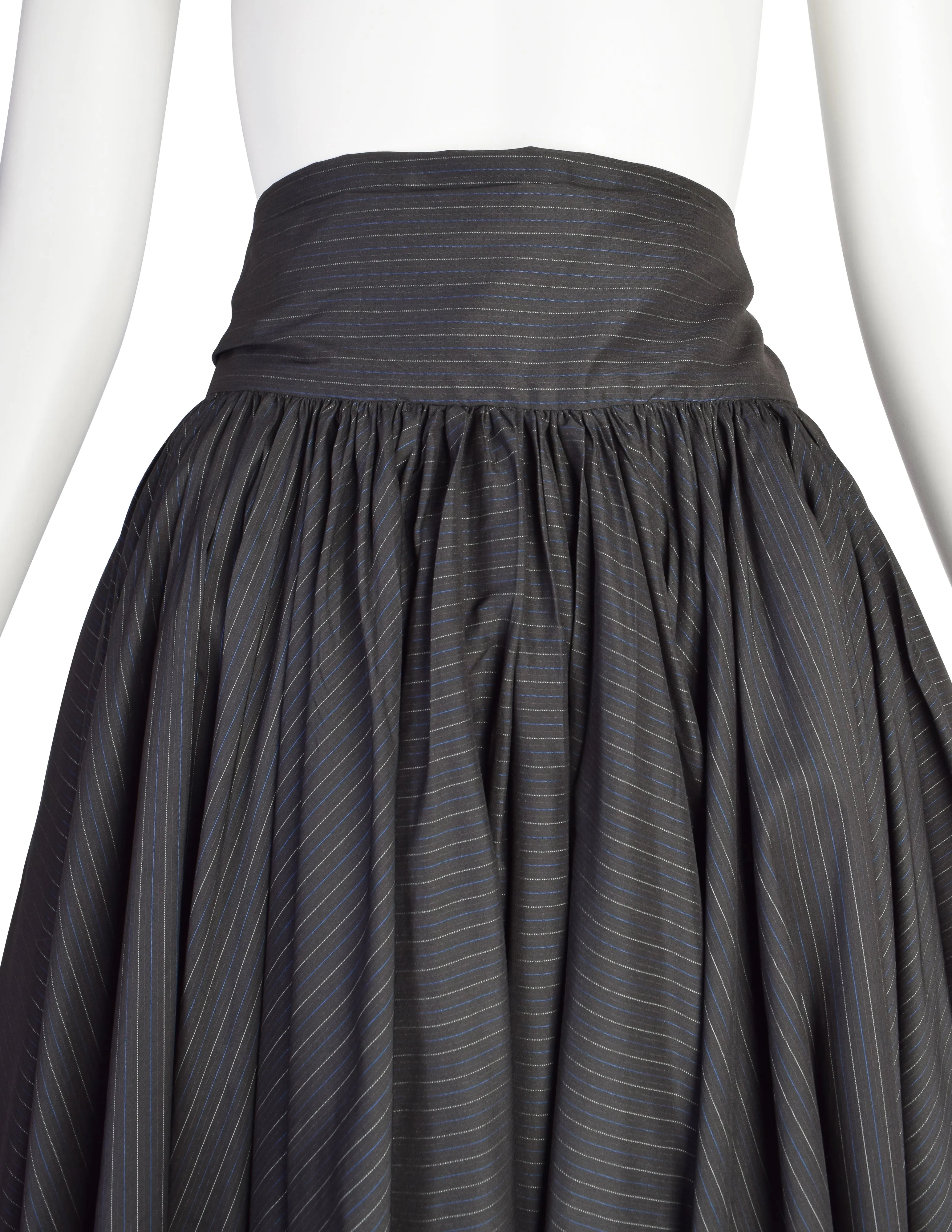 Jean Paul Gaultier Vintage Charcoal Pinstripe High Waist Full Circle Skirt