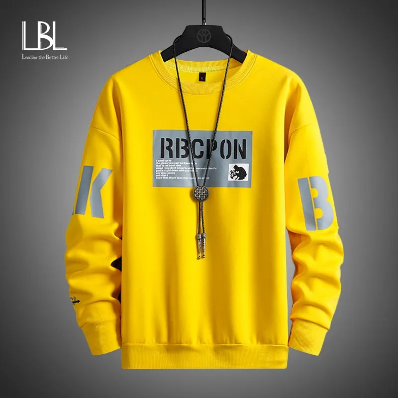 LBL Spring Autumn Solid Color Casual Men's Sweatshirts Streetwear Tops