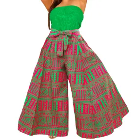 Long Palazzo Pants Pink/Green