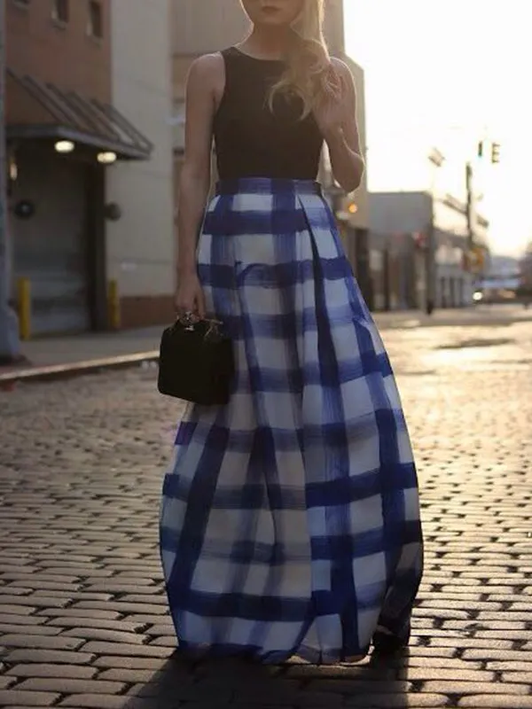 Loose Plaid Printed Skirts Bottoms