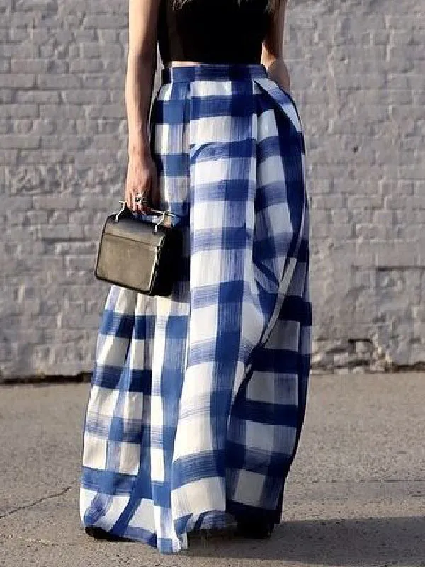 Loose Plaid Printed Skirts Bottoms