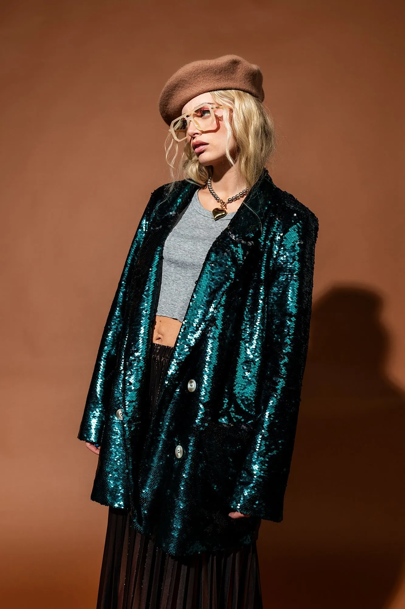 Love You To Saturn Oversized Boyfriend Sequin Blazer