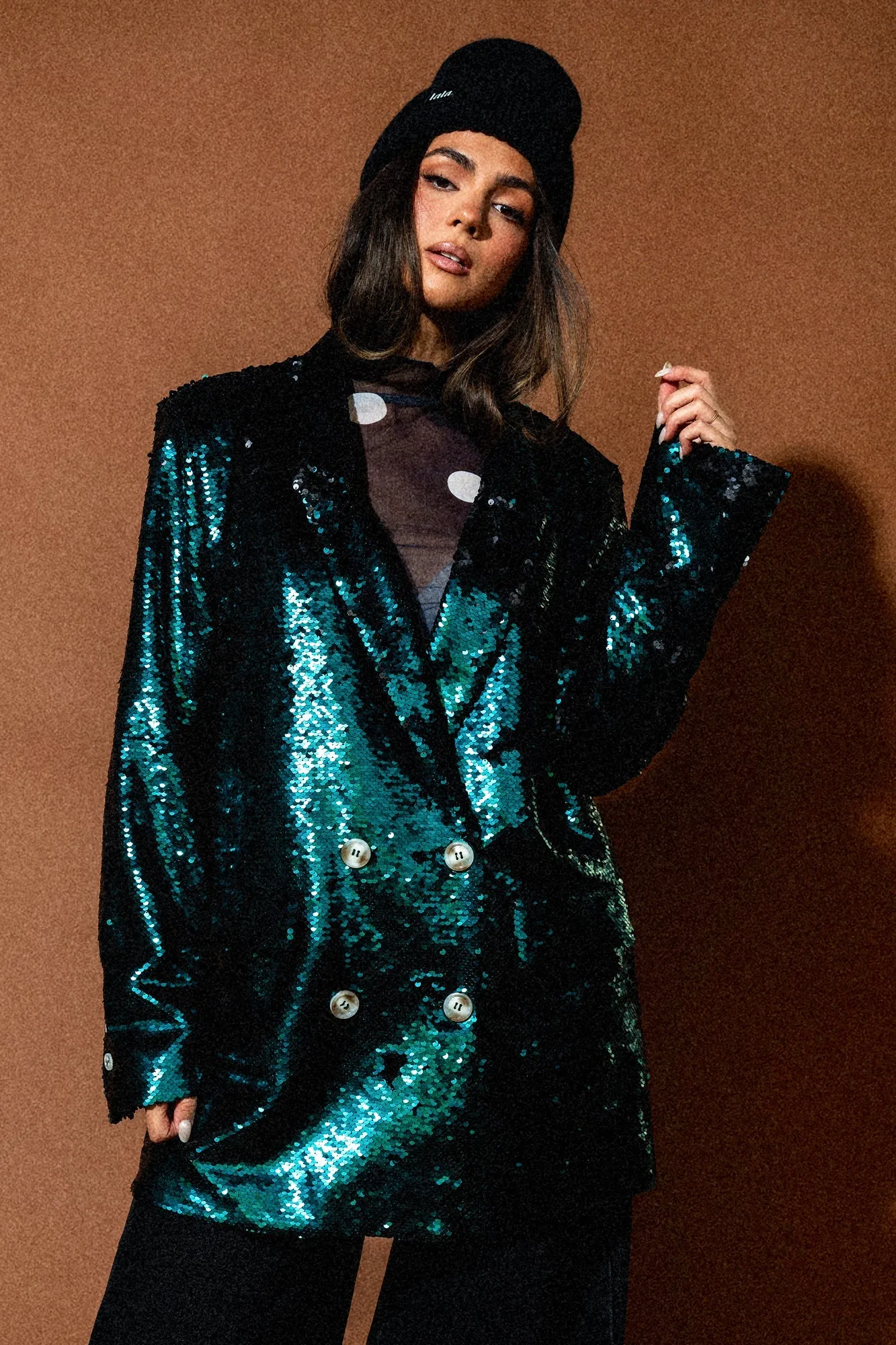 Love You To Saturn Oversized Boyfriend Sequin Blazer