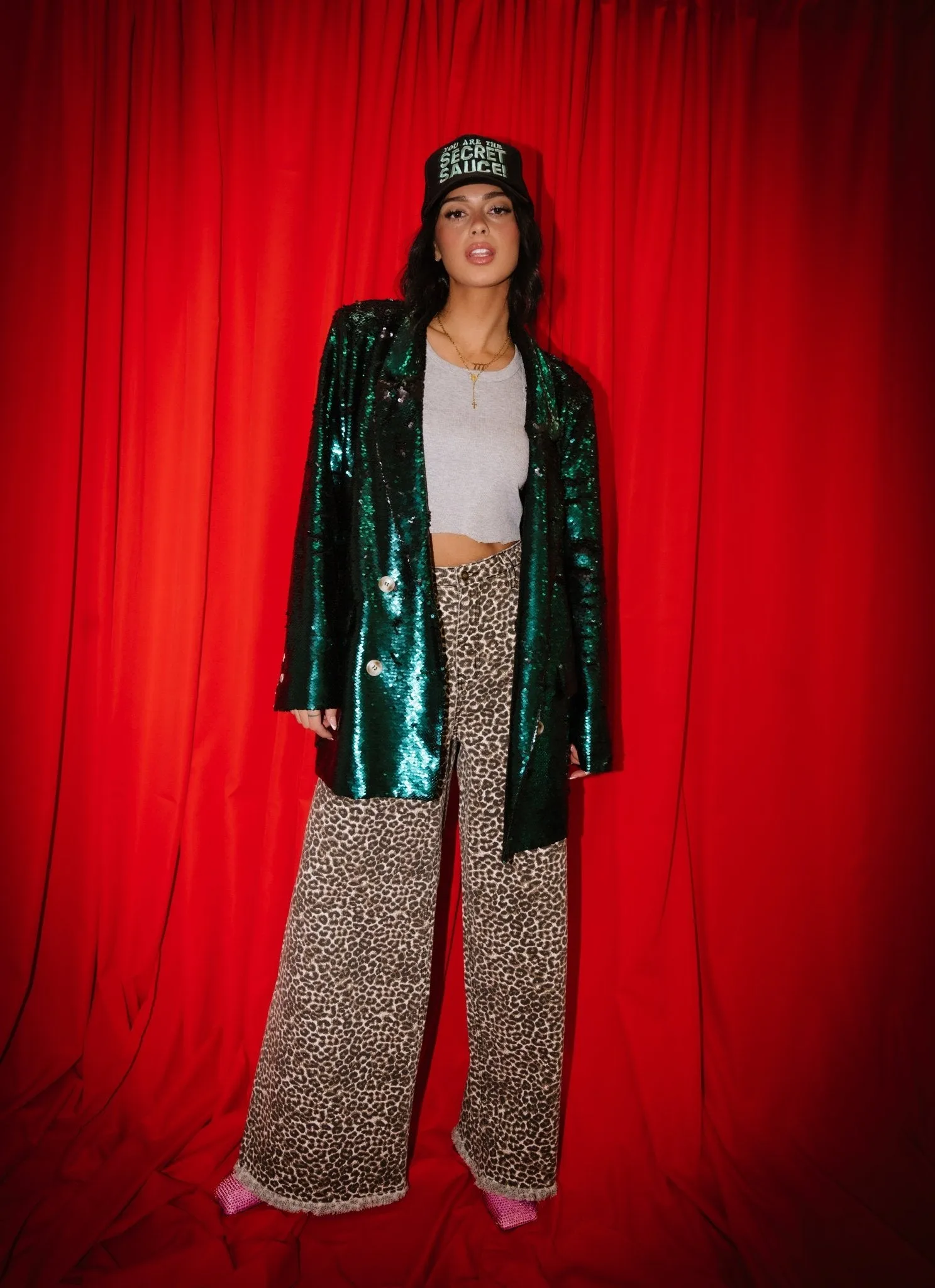 Love You To Saturn Oversized Boyfriend Sequin Blazer