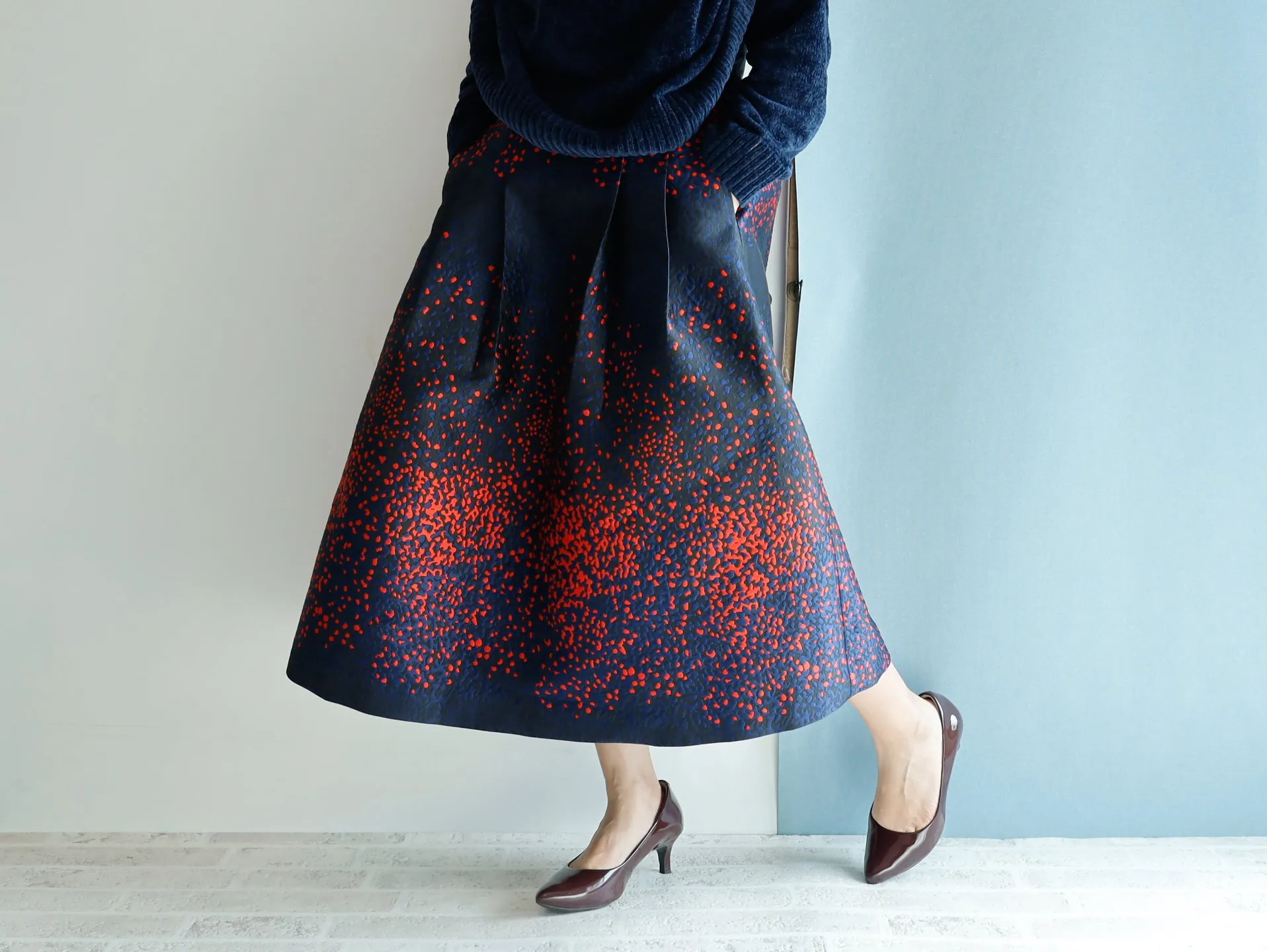 <S17H80> Scarlet WOVEN Skirt  -Length 80cm