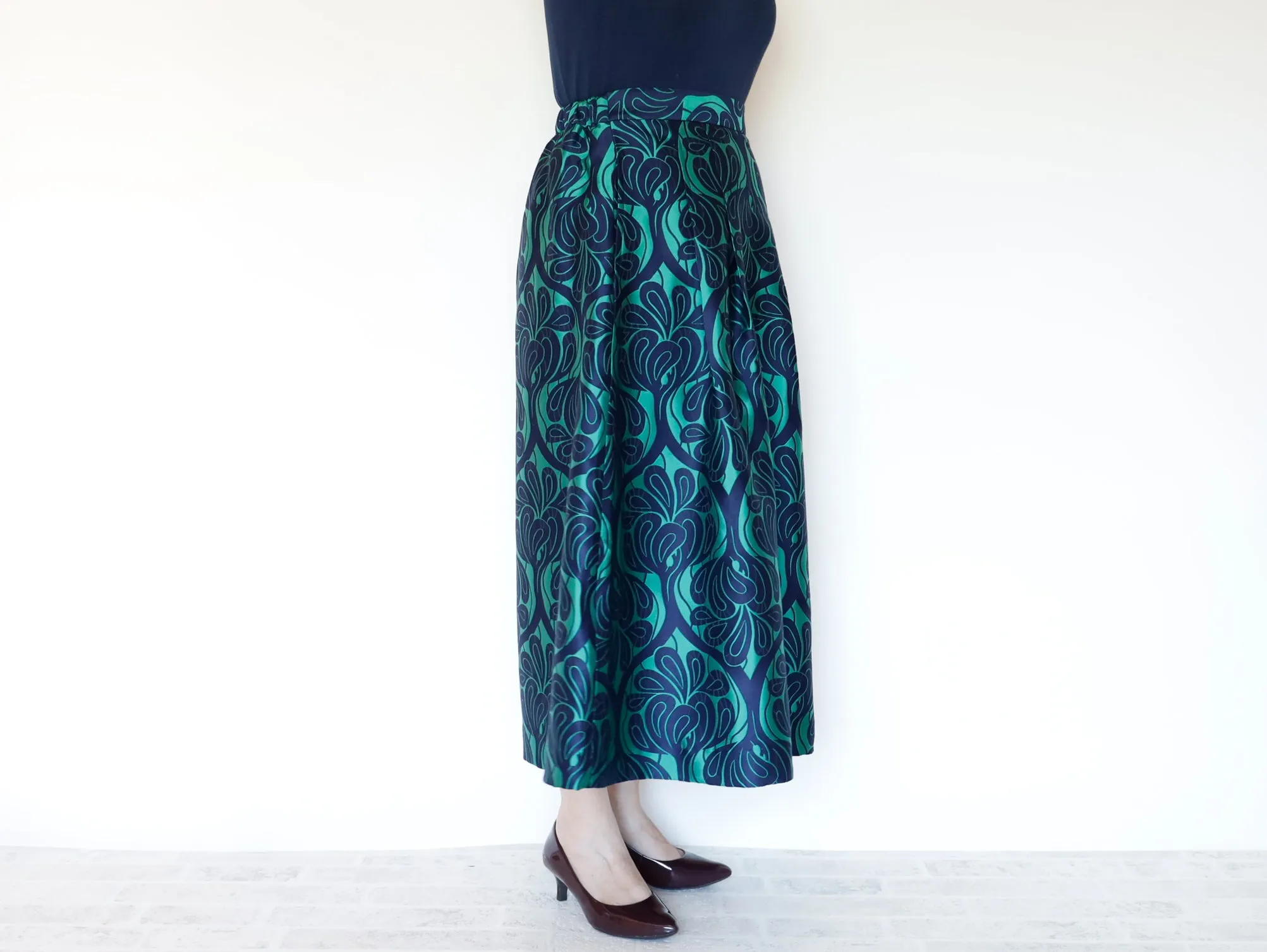 <S17V80>COVENT GARDEN WOVEN GREEN Skirt  -Length 80cm