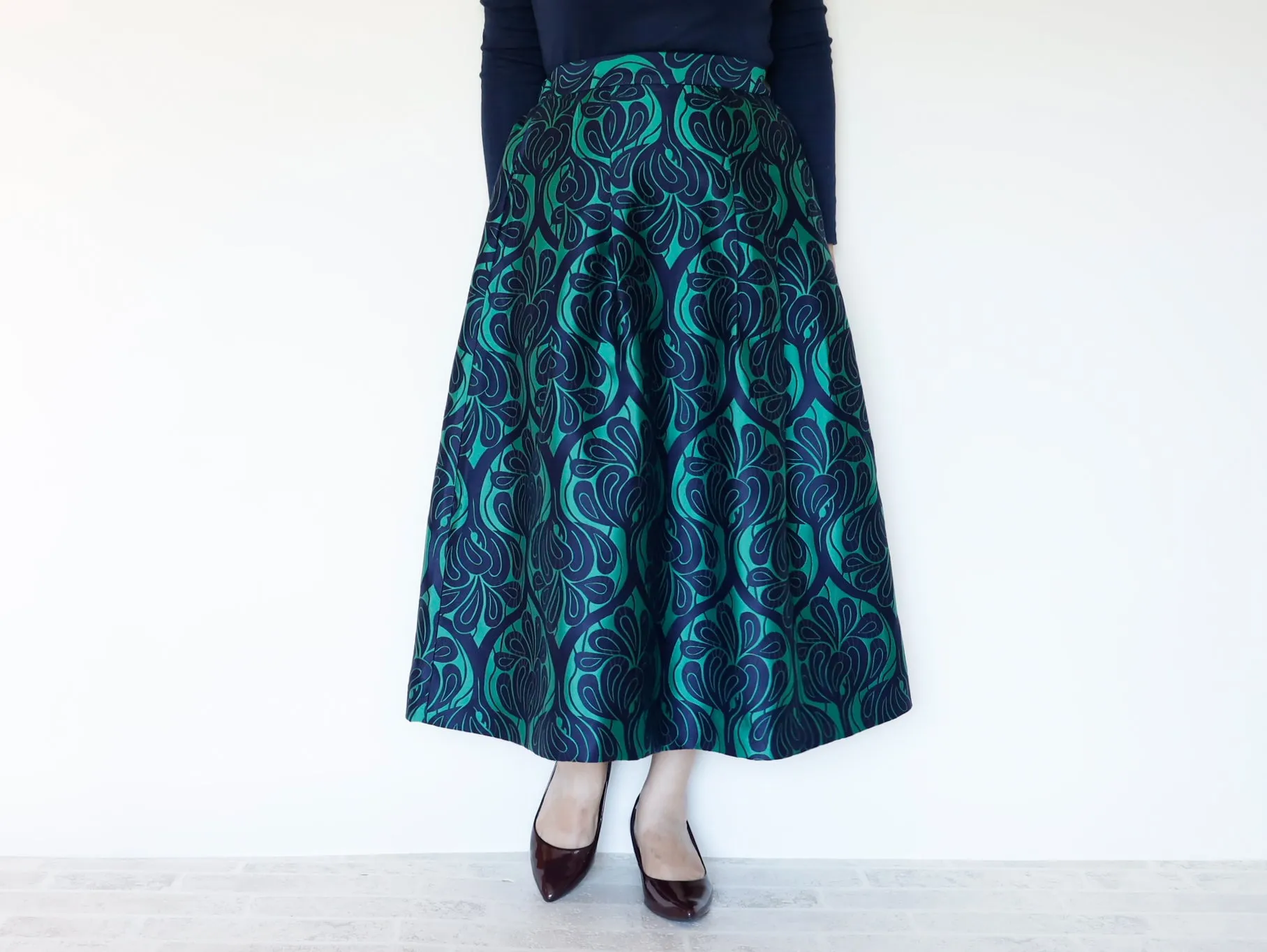 <S17V80>COVENT GARDEN WOVEN GREEN Skirt  -Length 80cm