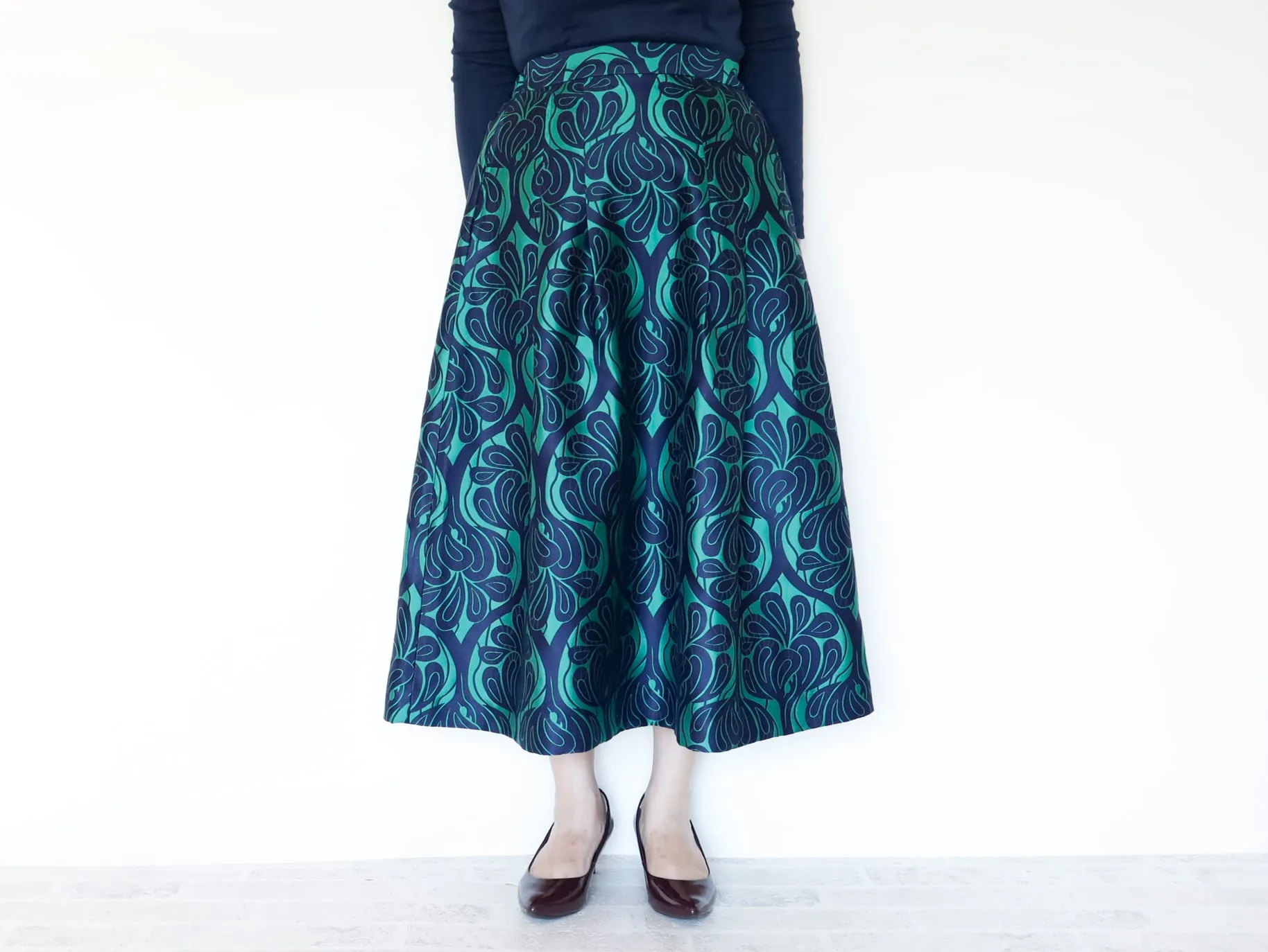 <S17V80>COVENT GARDEN WOVEN GREEN Skirt  -Length 80cm