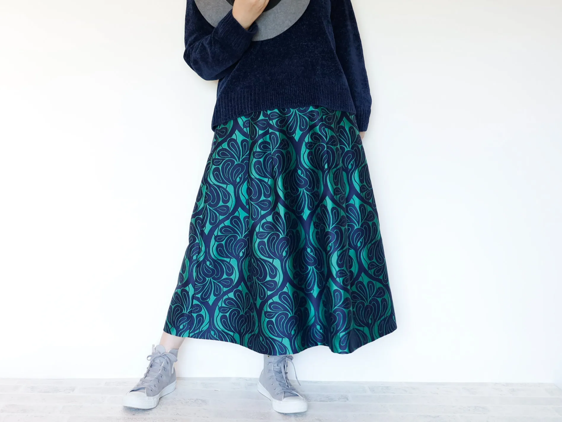 <S17V80>COVENT GARDEN WOVEN GREEN Skirt  -Length 80cm