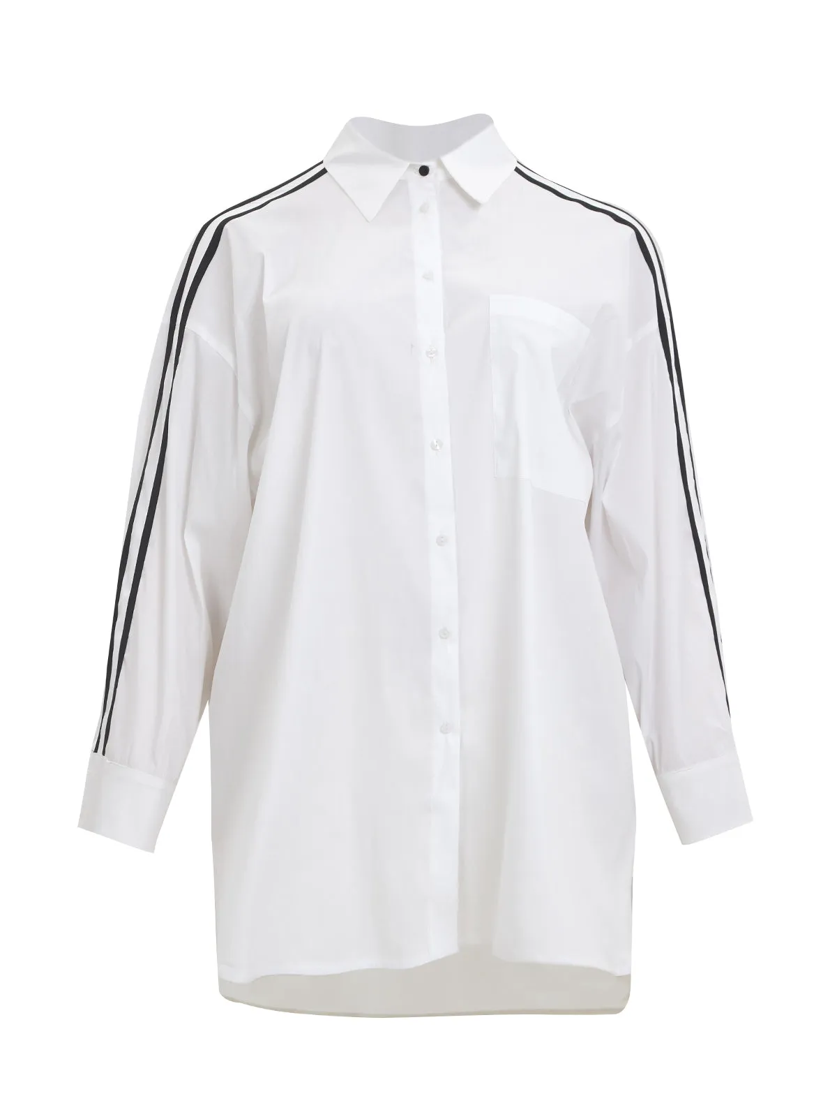 Mat White Shirt with Black Stripes