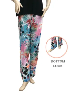 Multi Color Abstract Print Straight Leg Palazzo Pants