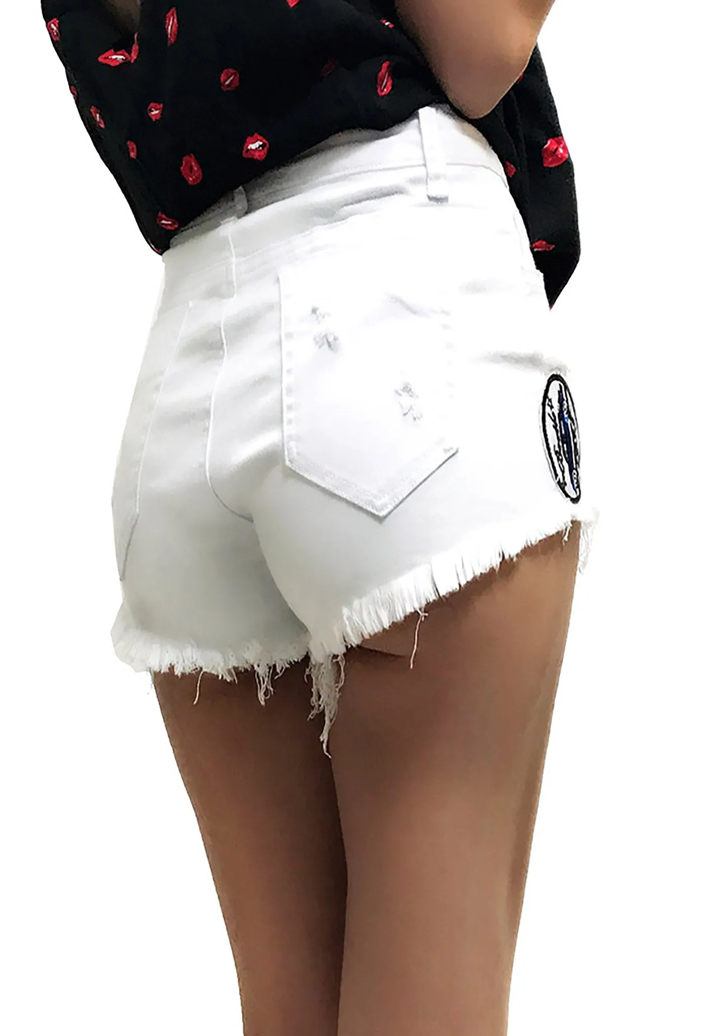 Patched Denim Shorts