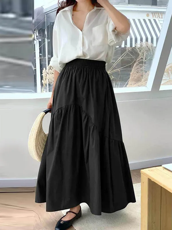 Pleated Split-Joint Loose Skirts Bottoms