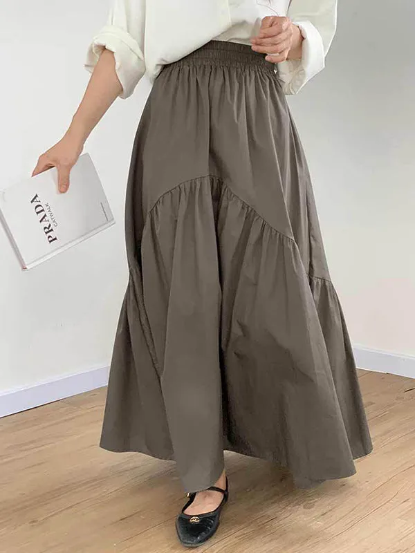 Pleated Split-Joint Loose Skirts Bottoms