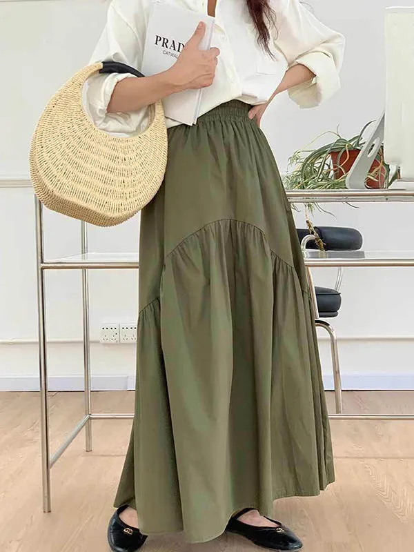 Pleated Split-Joint Loose Skirts Bottoms