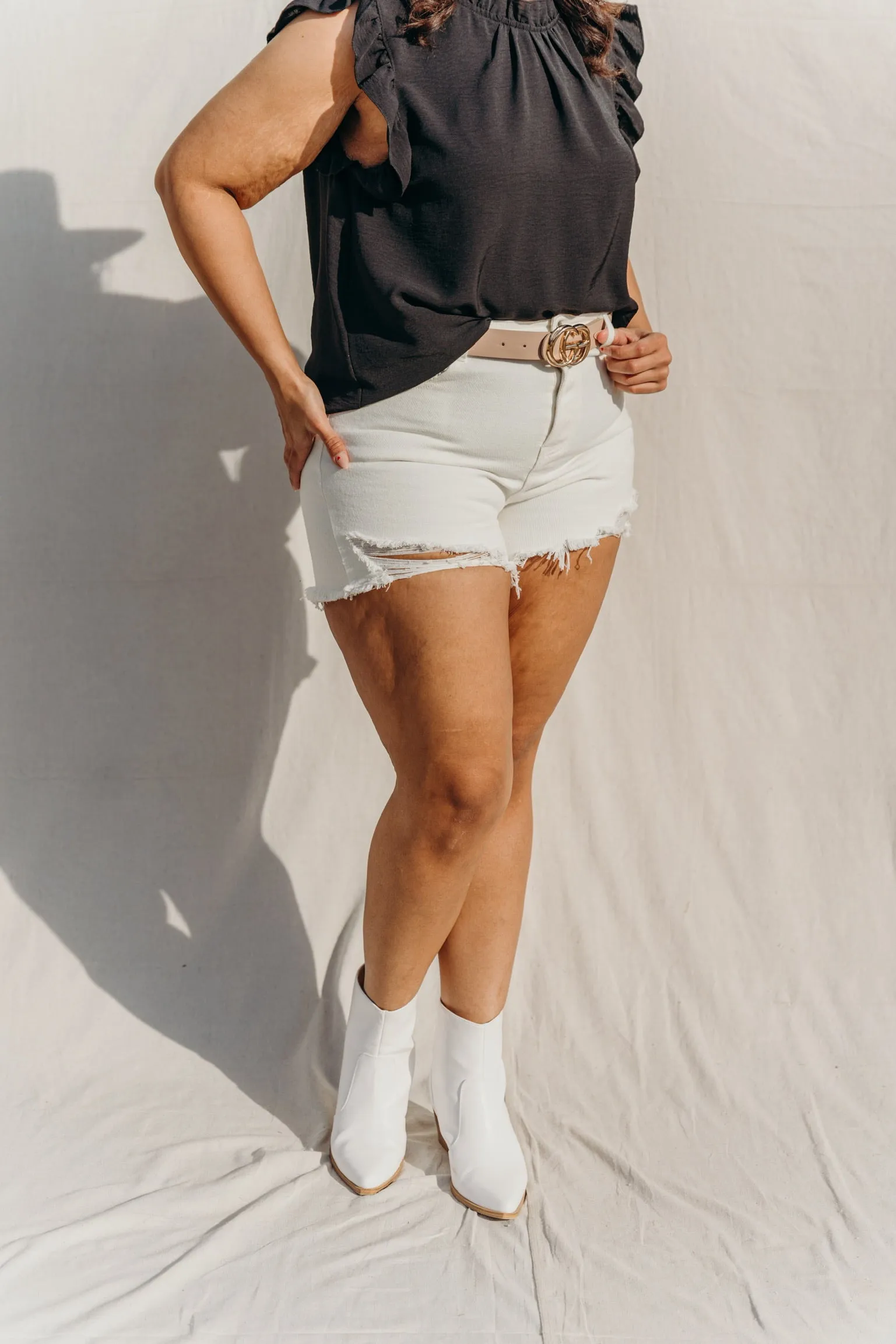 PLUS SIZE Novah Distressed Denim Shorts