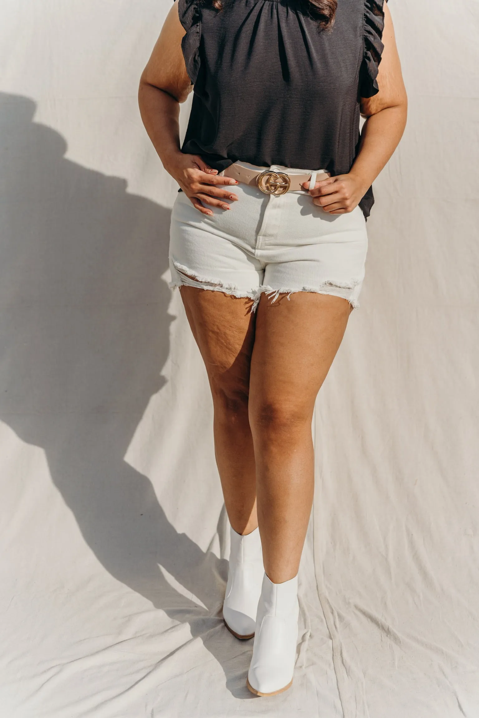 PLUS SIZE Novah Distressed Denim Shorts