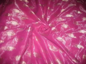 Polyester georgette fabric with metalic silver &amp; gold jacquard~Shimmering Pink colour[1080]