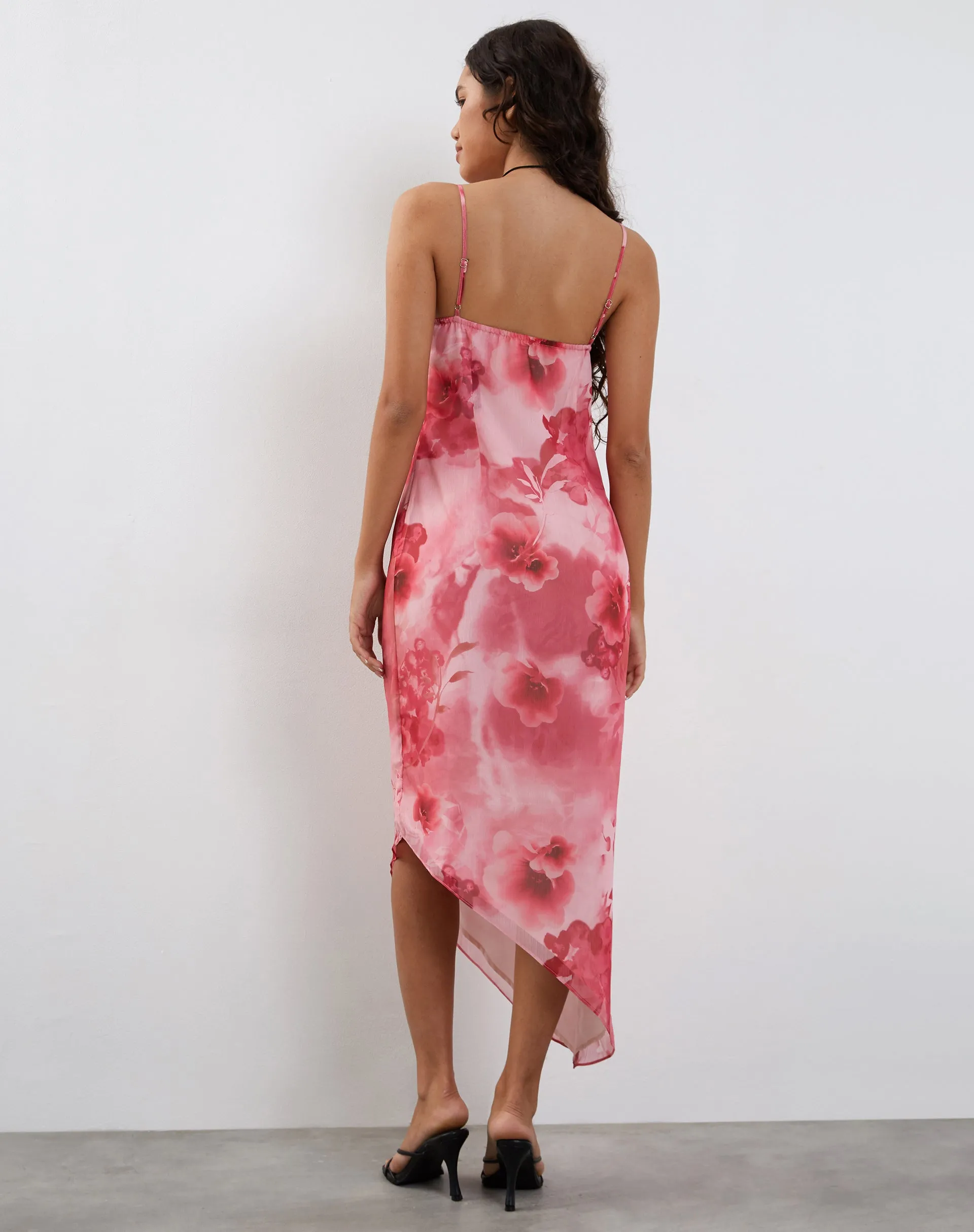 Preston Midi Dress in Watercolour Floral Pink