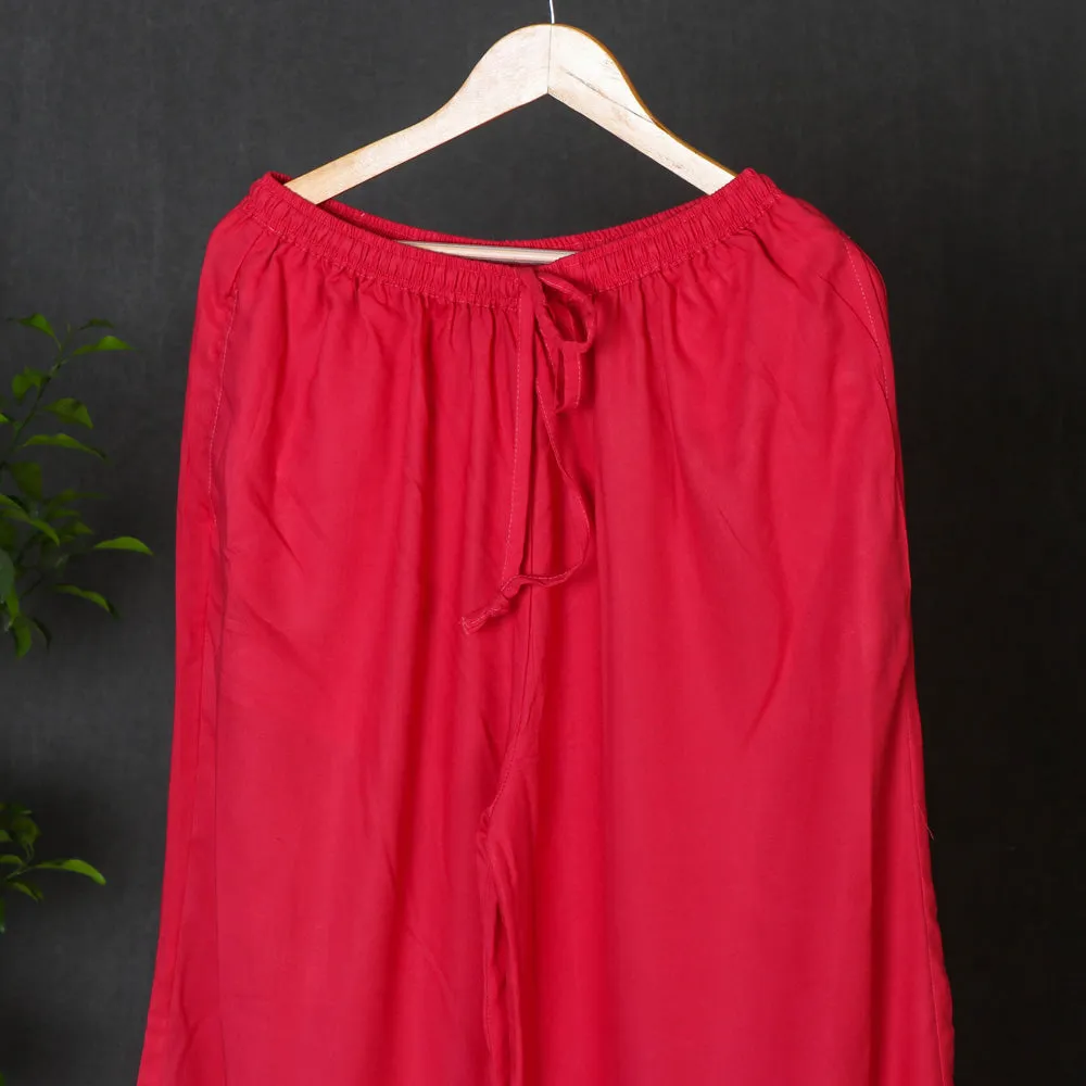 Red - Rayon Fabric Plain Palazzo Pant