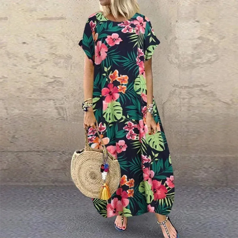 Relaxed Summer Flowy Loose Tunic A-Line Dress