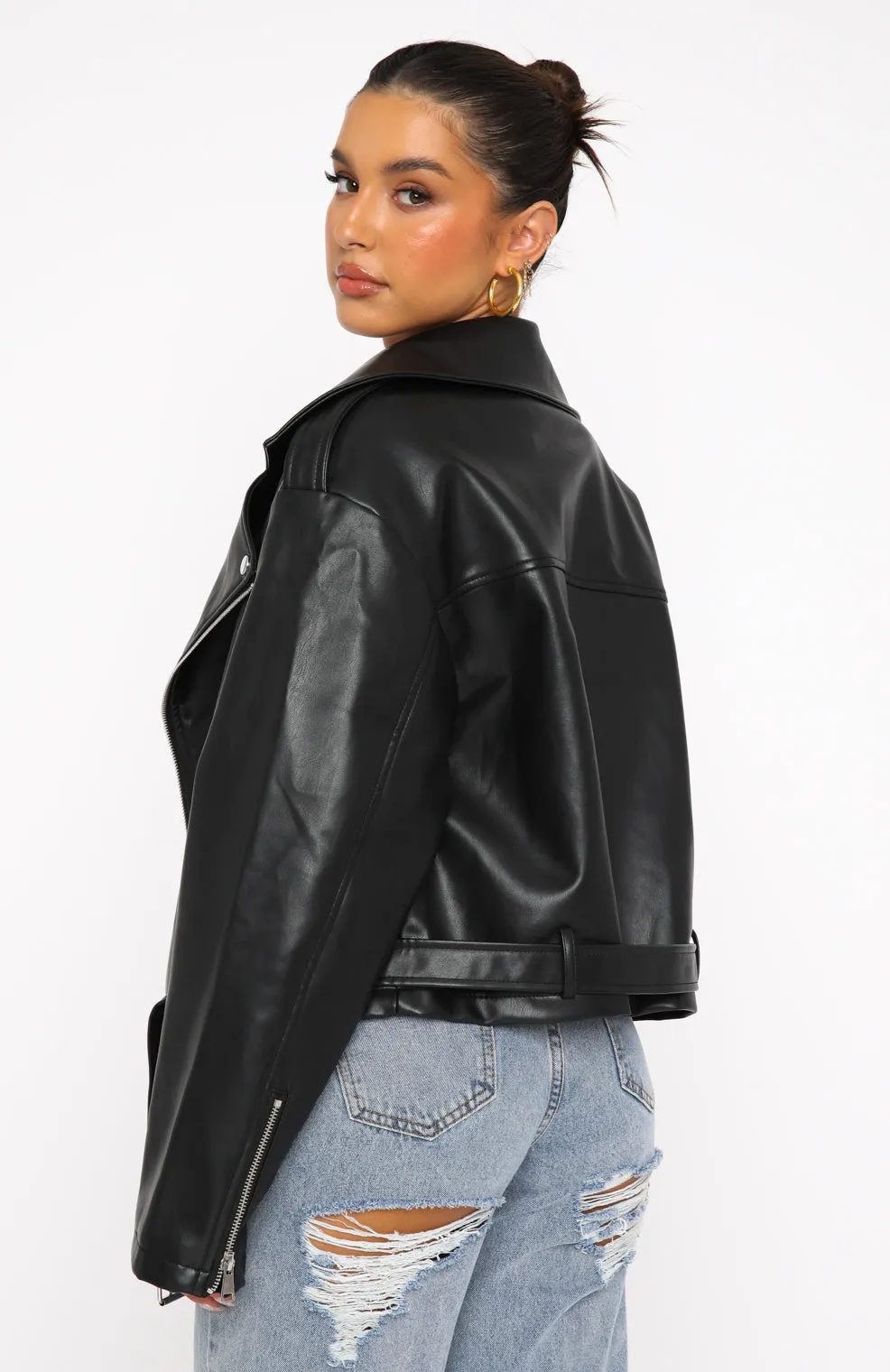 Seal The Deal PU Biker Jacket Black