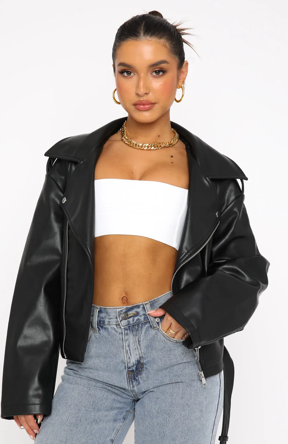 Seal The Deal PU Biker Jacket Black