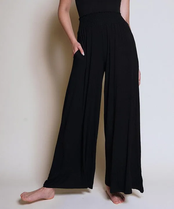 Smocked Waist Organic Bamboo Palazzo Pants