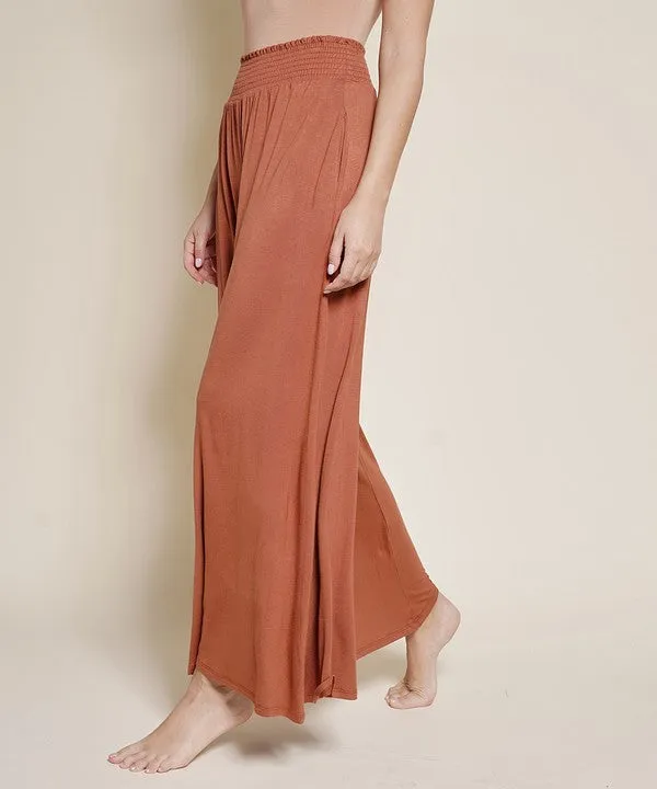 Smocked Waist Organic Bamboo Palazzo Pants