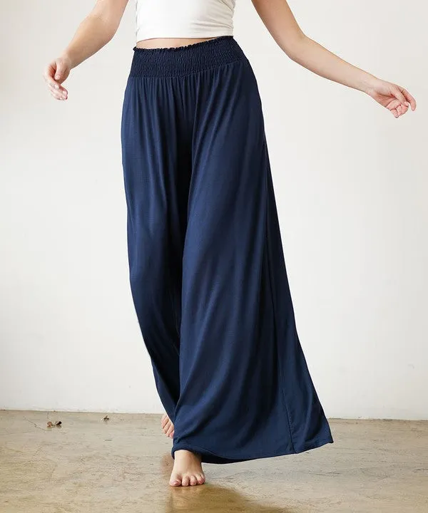 Smocked Waist Organic Bamboo Palazzo Pants